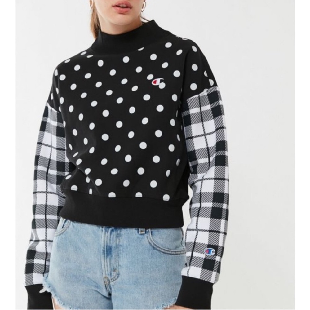Champion black white mixed print pulled over sweatshirt UO exclusive